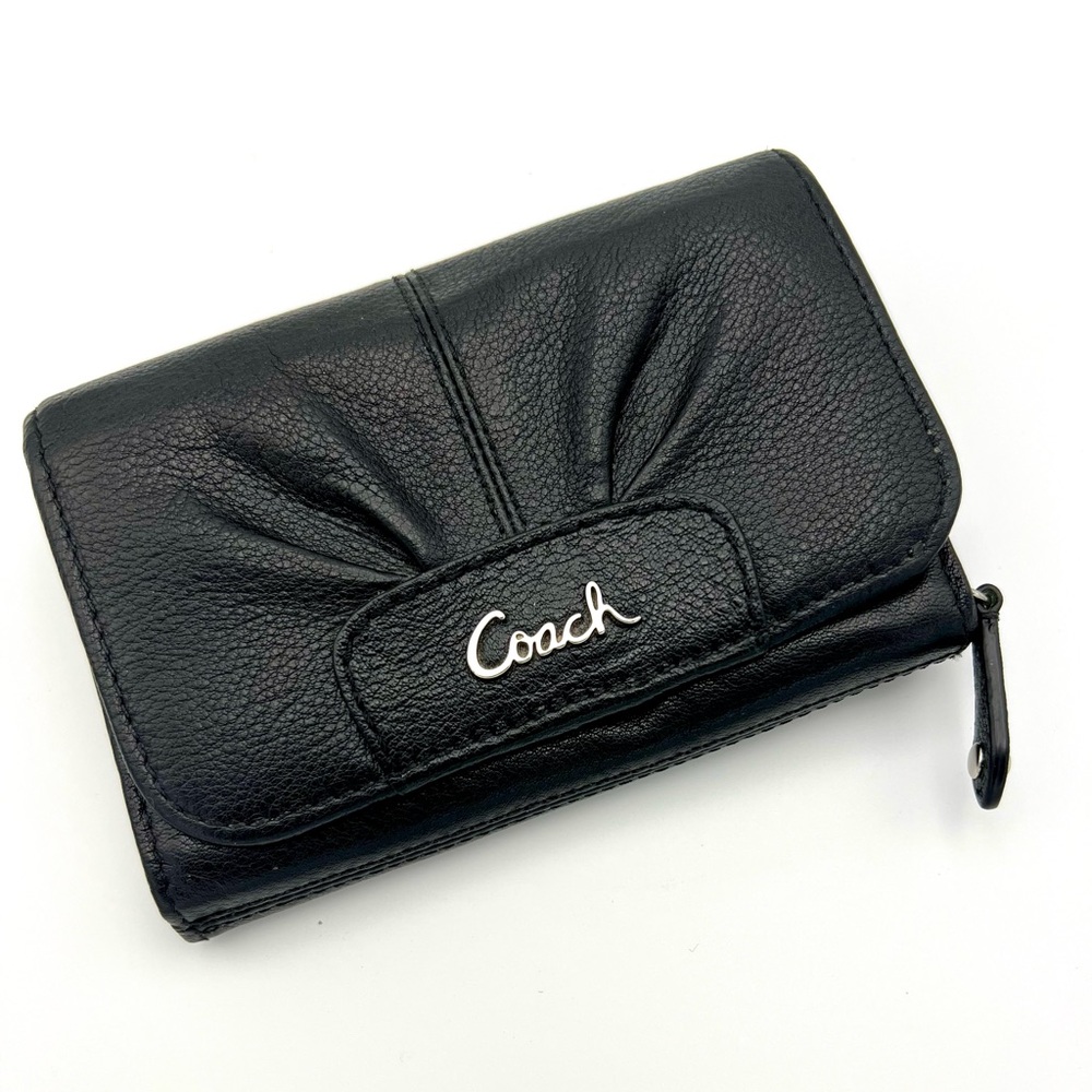 Vintage 00s COACH Black Pleated Leather Wallet, Y2K Coach